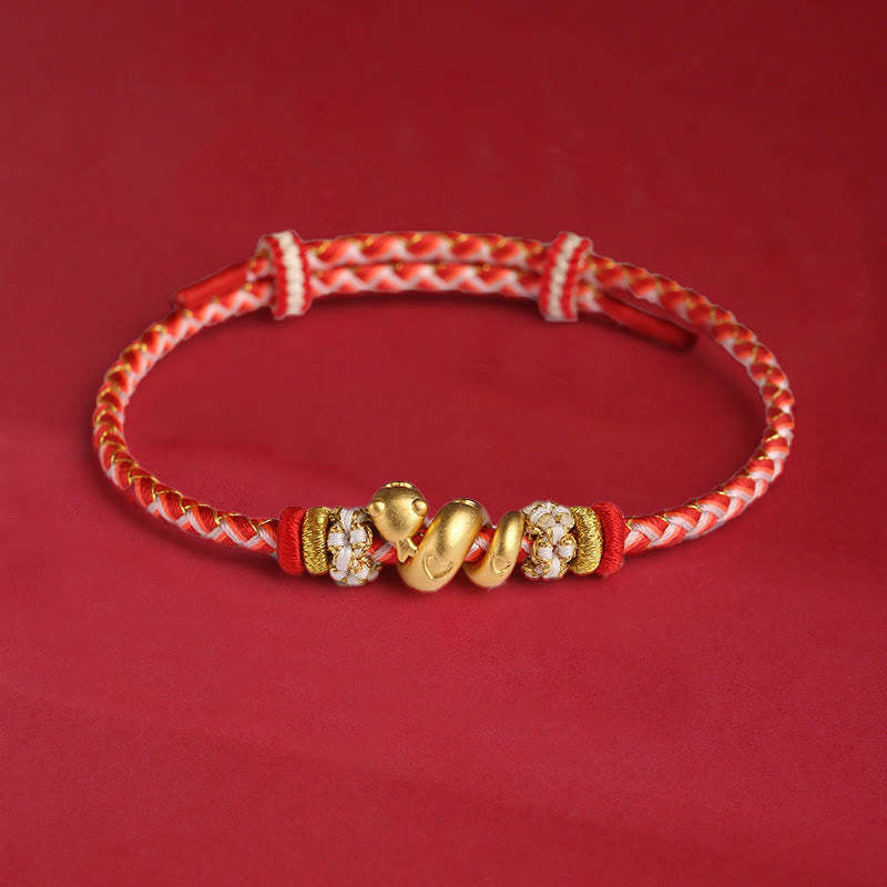 999 Sterling Silver Gradient Red String Year Of The Snake Luck Braided Bracelet