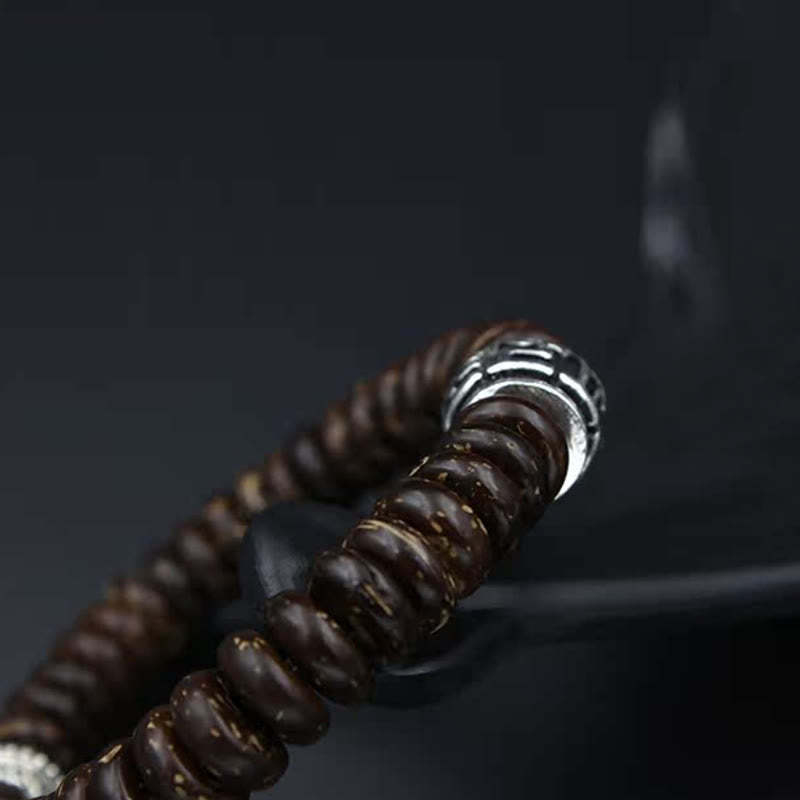 Natural Tibetan Coconut Shell Om Mani Padme Hum Positive Bracelet