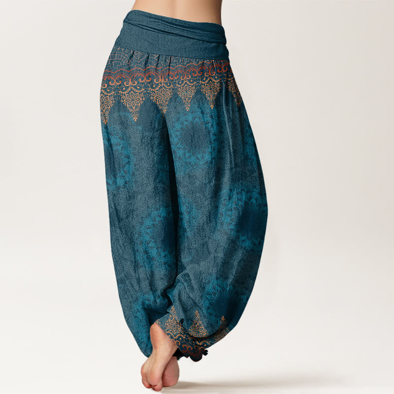 Triangular Mandala Patterns Women's Elastic Waist Harem Pants