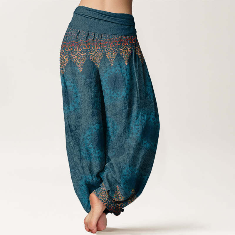 Triangular Mandala Patterns Women's Elastic Waist Harem Pants