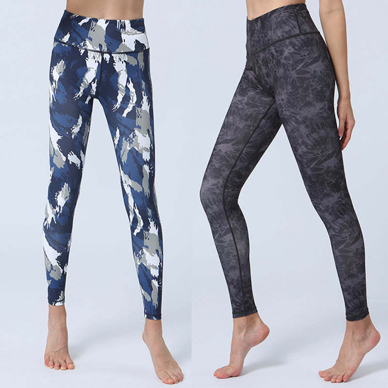 Flowers Leaves Print Sports Fitness Yoga High Waist Leggings Women's Yoga Pants