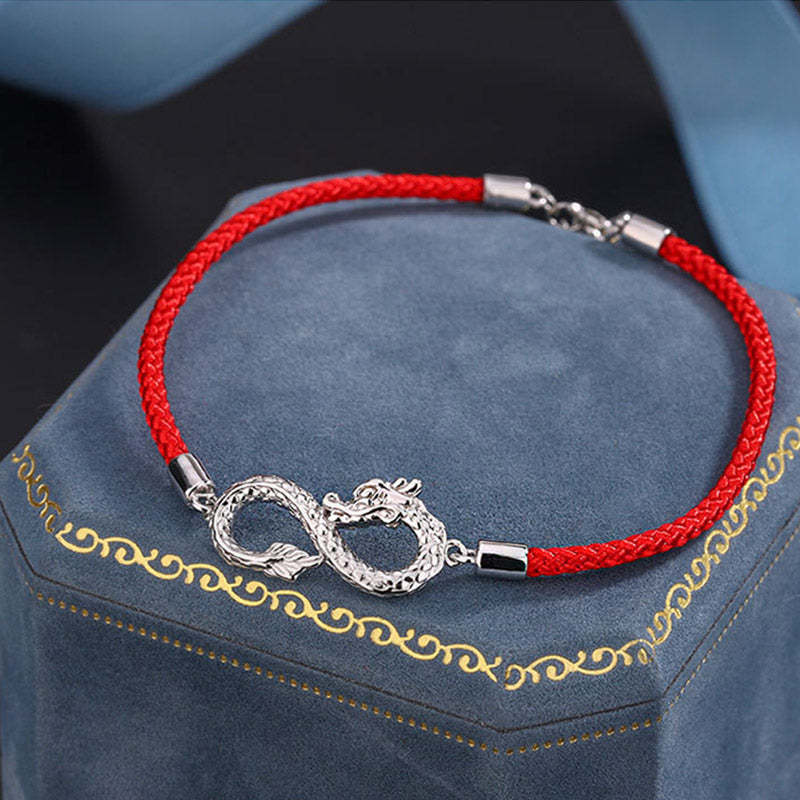 Year Of The Dragon 999 Sterling Silver Endless Knot Luck Protection Bracelet