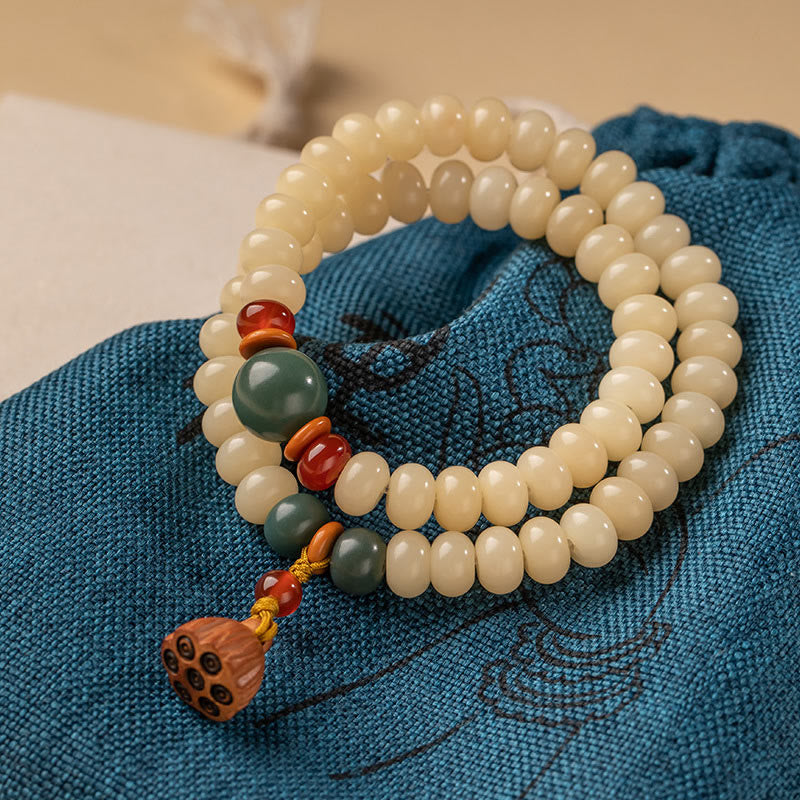 Bodhi Seed Lotus Pod Charm Peace Double Wrap Bracelet