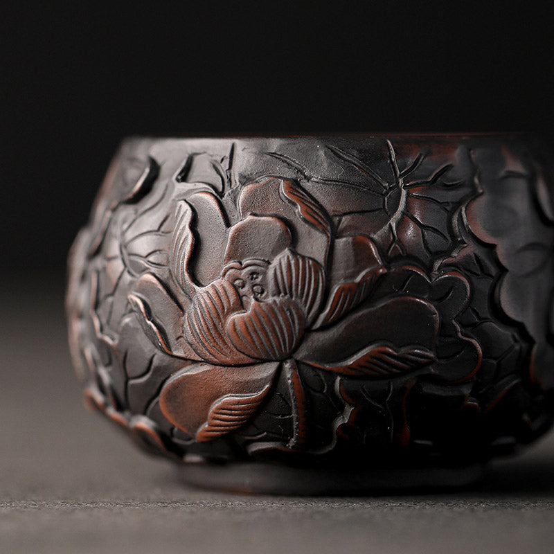Lotus Leaf Flower Landscape Dragon Bamboo Ceramic Teacup Kung Fu Tea Cup Bowl