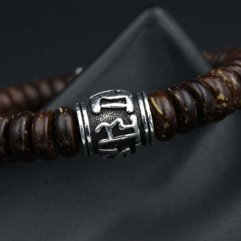 Natural Tibetan Coconut Shell Om Mani Padme Hum Positive Bracelet