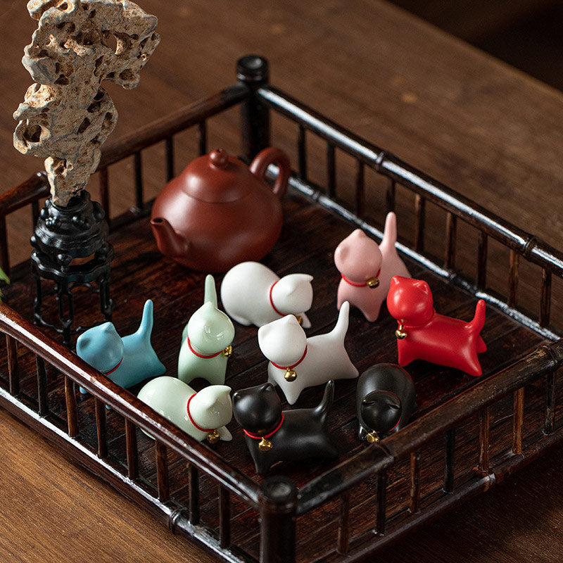 Mini Small Cute Cat Tea Pet Ceramic Home Desk Figurine Decoration