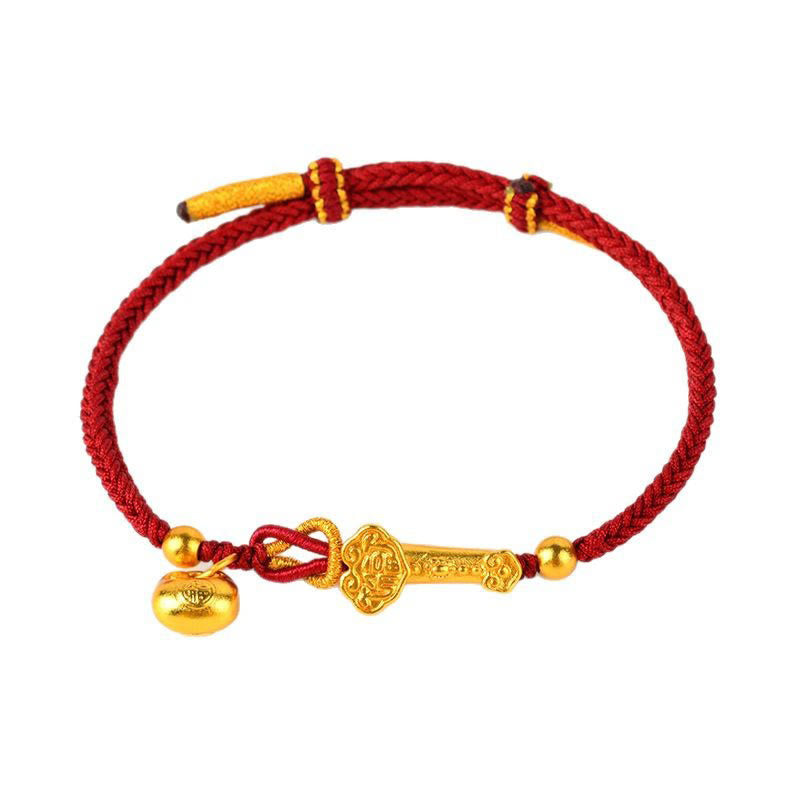 Red String Fu Character Ingot Ruyi Stick Luck Braided Bracelet
