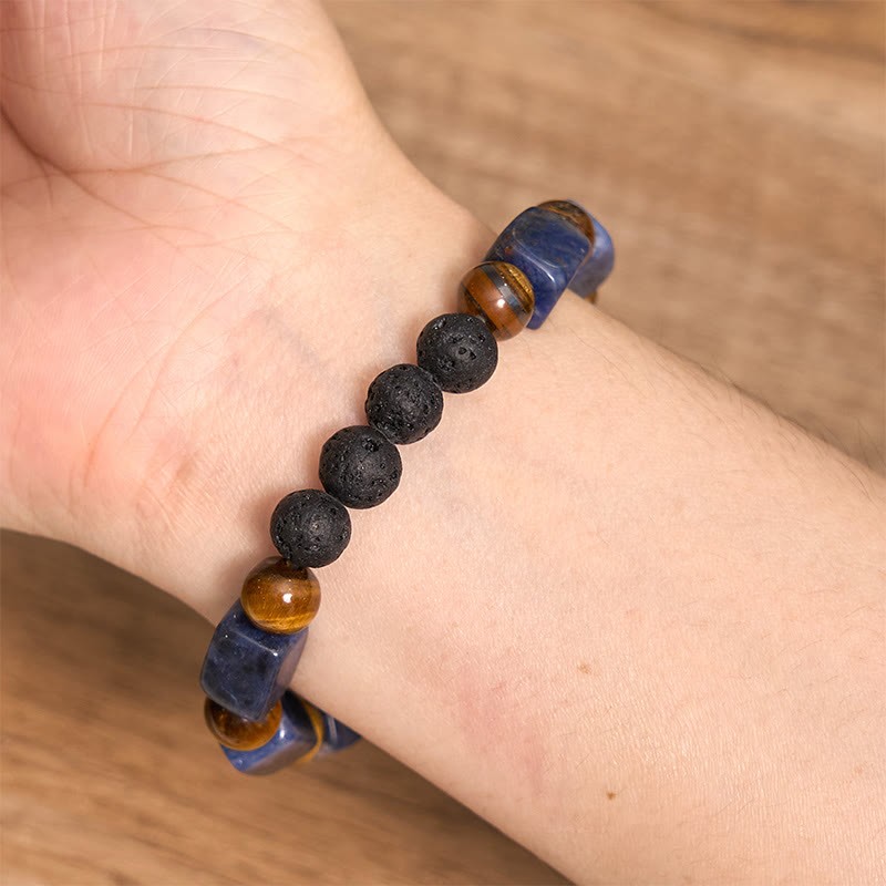 Various Crystals Cube Amethyst Lava Rock Support Bracelet