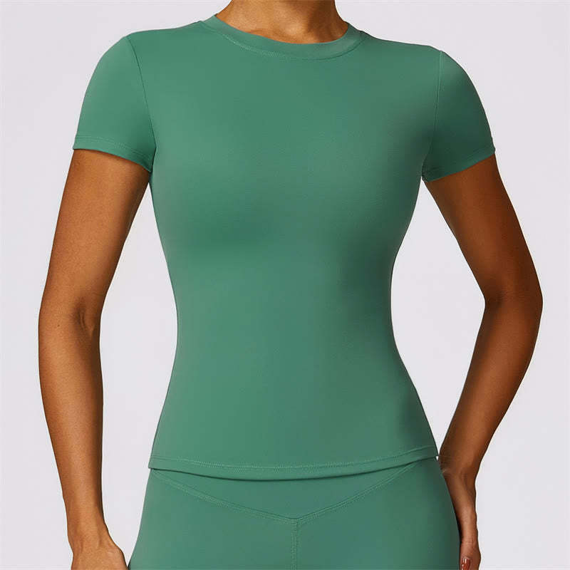 Women Short Sleeve T-Shirt Top High Waist Leggings Pants For Sports Yoga