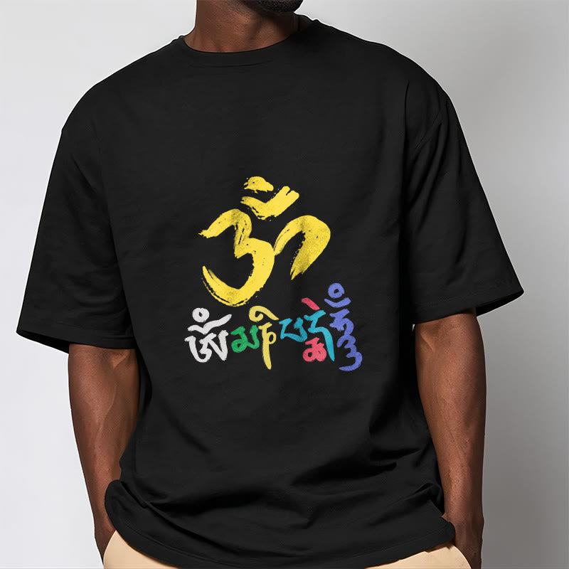 Colorful Om Mani Padme Hum Cotton Tee T-shirt