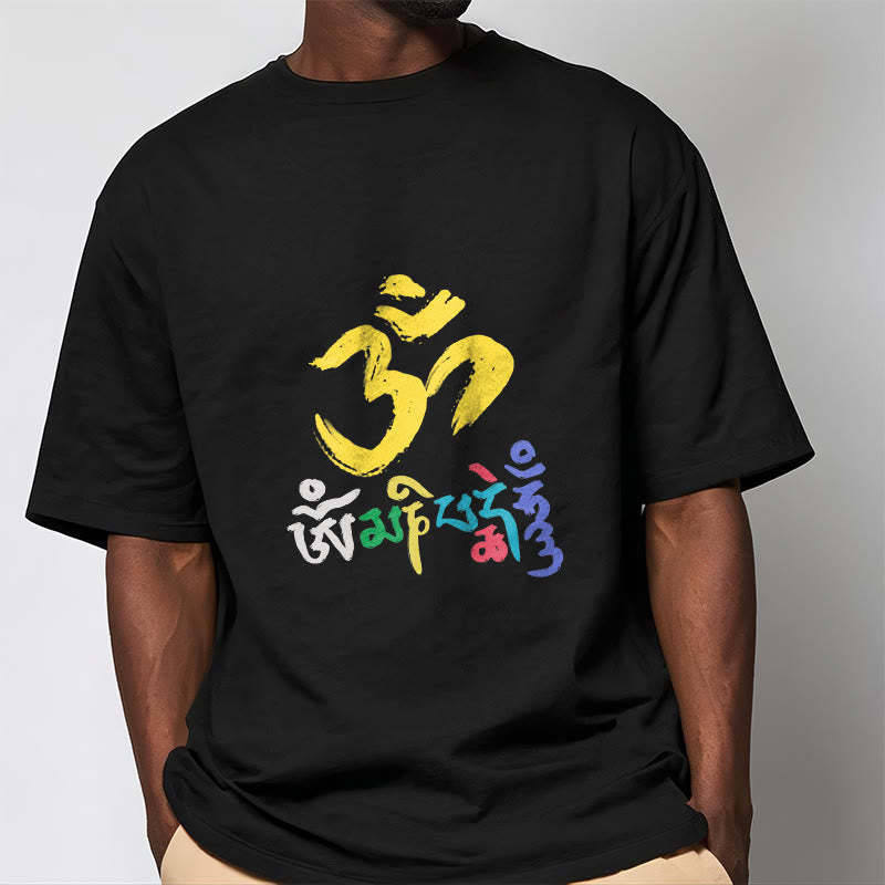 Colorful Om Mani Padme Hum Cotton Tee T-shirt