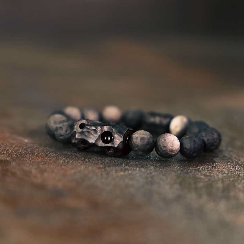 Silver Sheen Obsidian Ebony Wood Soothing Bracelet