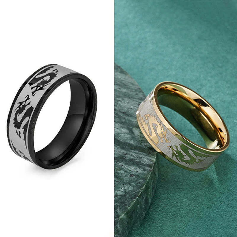 Dragon Carved Protection Strength Titanium Steel Ring