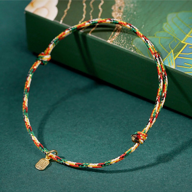 Auspicious Fu Character Peace And Joy Luck Handmade Multicolored Child Adult Bracelet