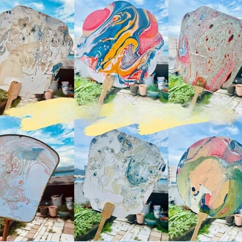 DIY Chinese Lacquer Fan Blank Painting Handheld Fan