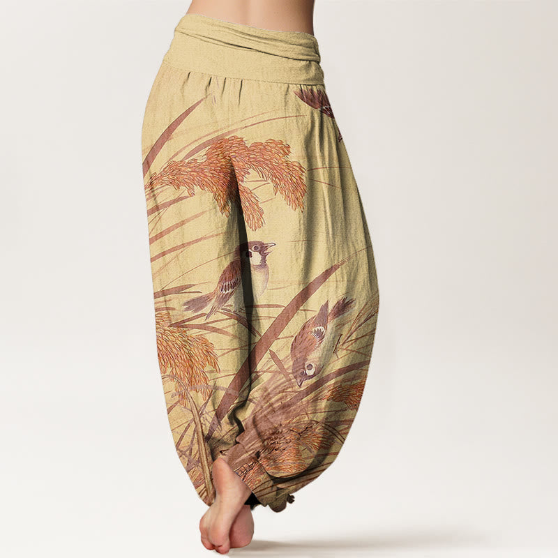 Casual Sparrow Rice Ear Women's Elastic Waist Harem Pants