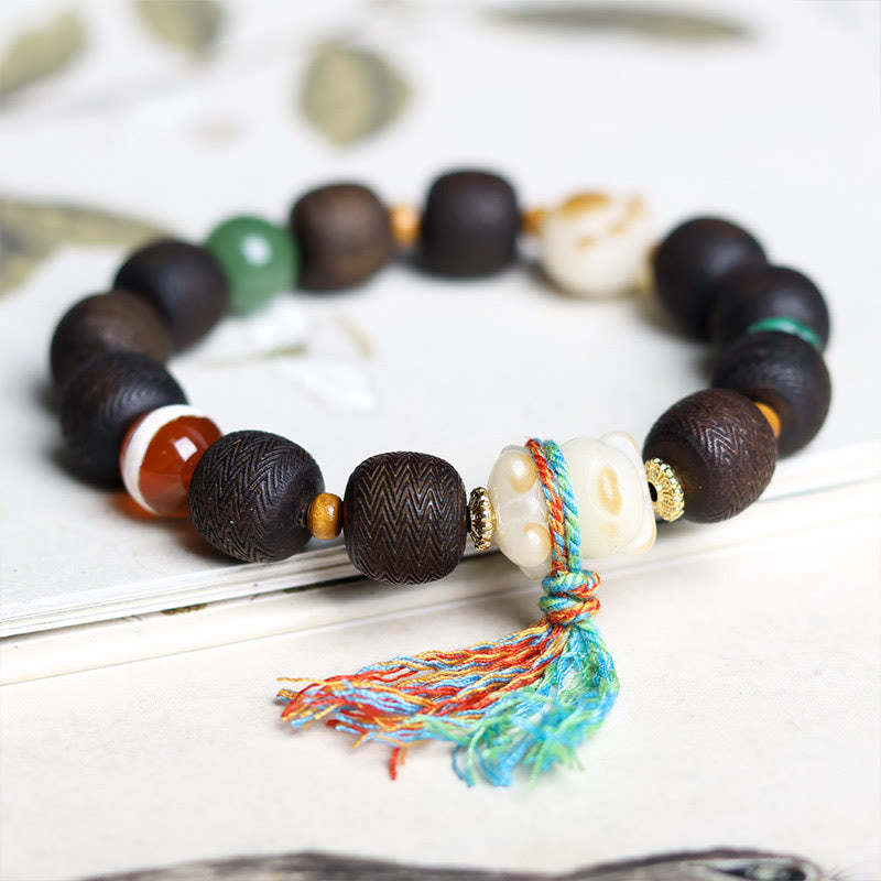Green Qinan Agarwood Bodhi Seed Cat's Paw Claw Peace Bracelet
