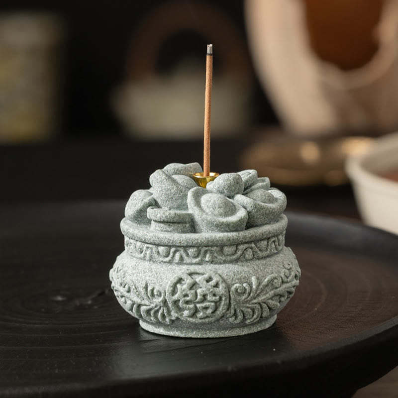 Chinese Character Fu Ingots Healing Incense Burner Desk Decoration