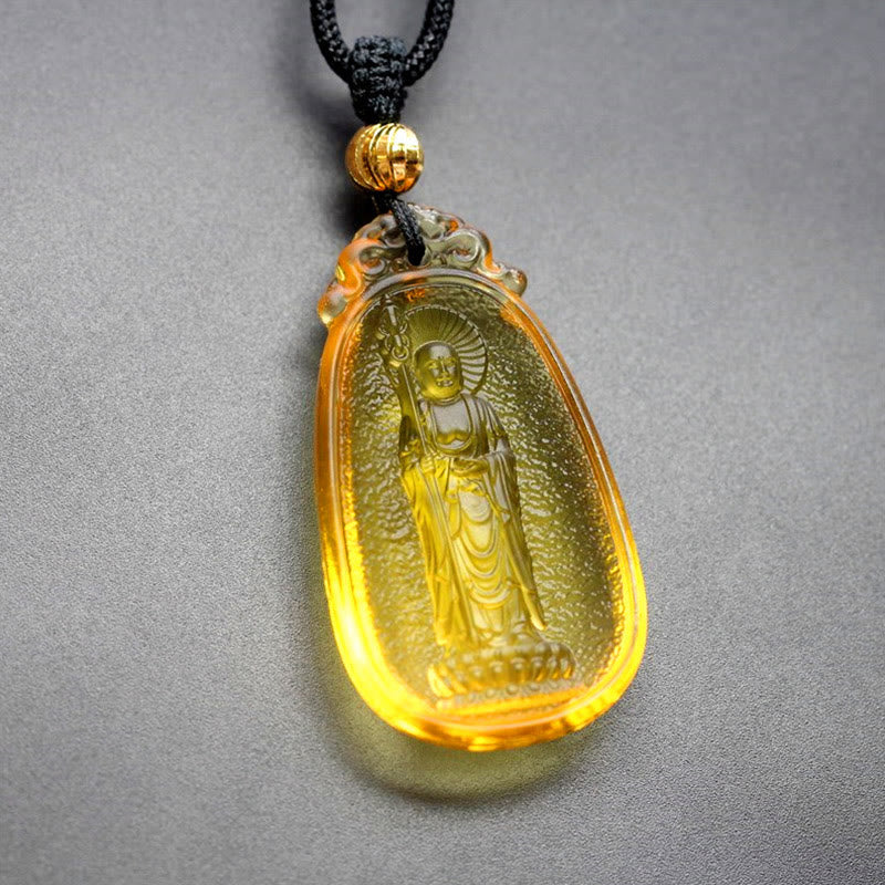 Ksitigarbha mystic zen Liuli Crystal Serenity Amulet Necklace Pendant