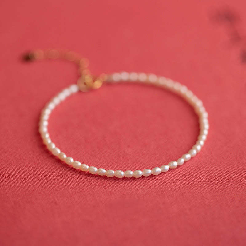 2mm Natural Pearl Ultra-thin Beads 14k Gold Plated Copper Wisdom Bracelet