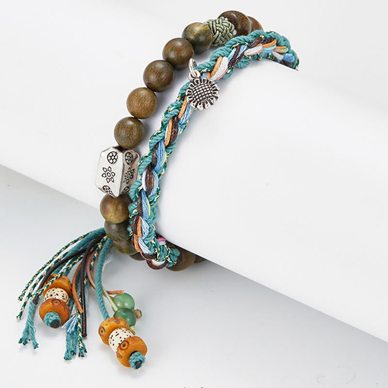 925 Sterling Silver Green Sandalwood Bodhi Seed Handmade Positive Bracelet