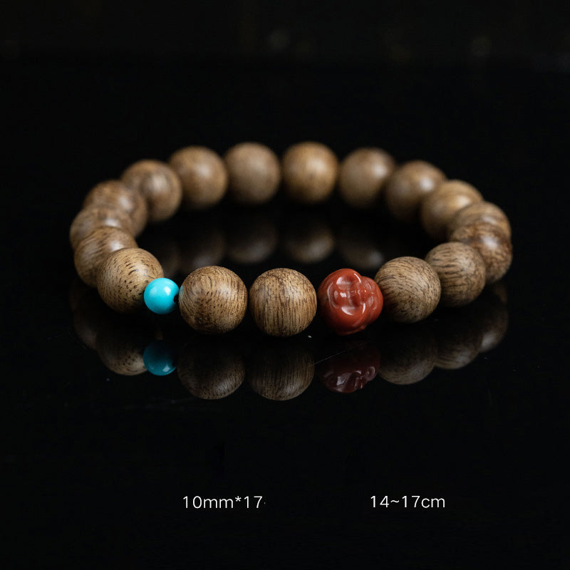 Tarakan Agarwood Amber Red Agate Laughing mystic zen Strength Meditation Bracelet