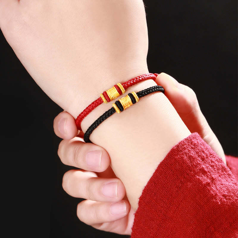 Tibet 999 Gold Om Mani Padme Hum Engraved Protection?Lucky Bead Bracelet