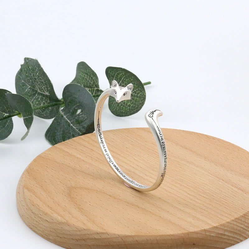Cute Fox Engraved Luck Copper Cuff Bracelet Bangle