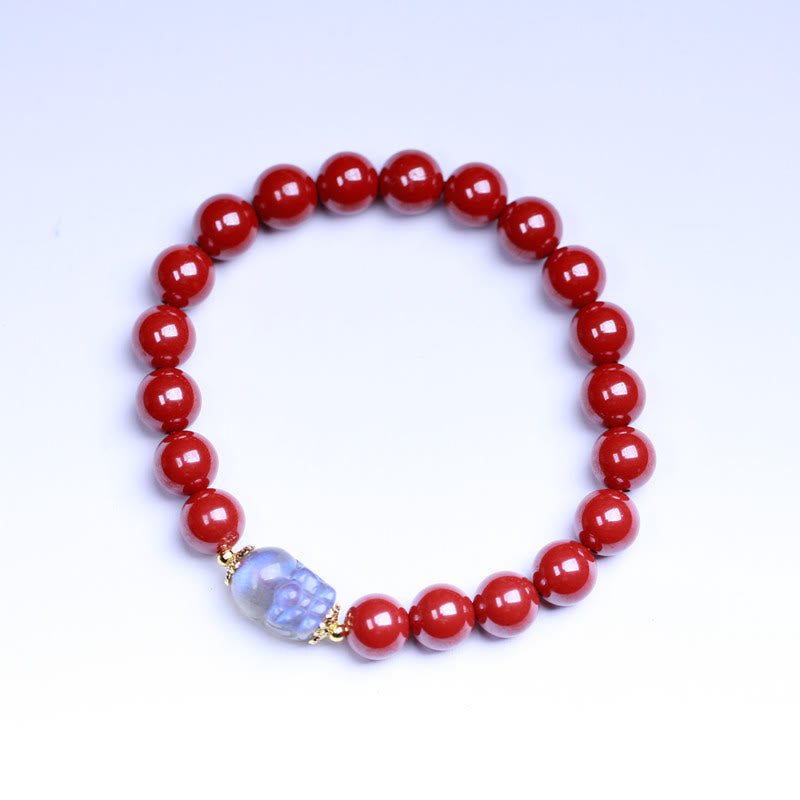 Cinnabar Moonstone PiXiu Blessing Bracelet
