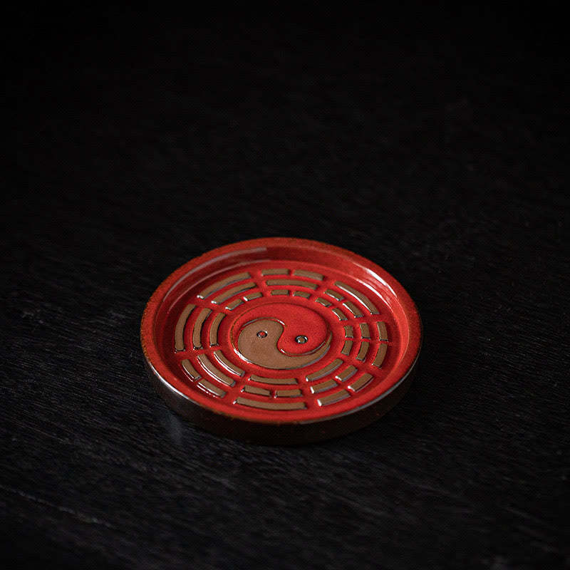 Small Treasure Bowl Lucky Bag Bagua Tray Healing Ceramic Stick Incense Burner Decoration