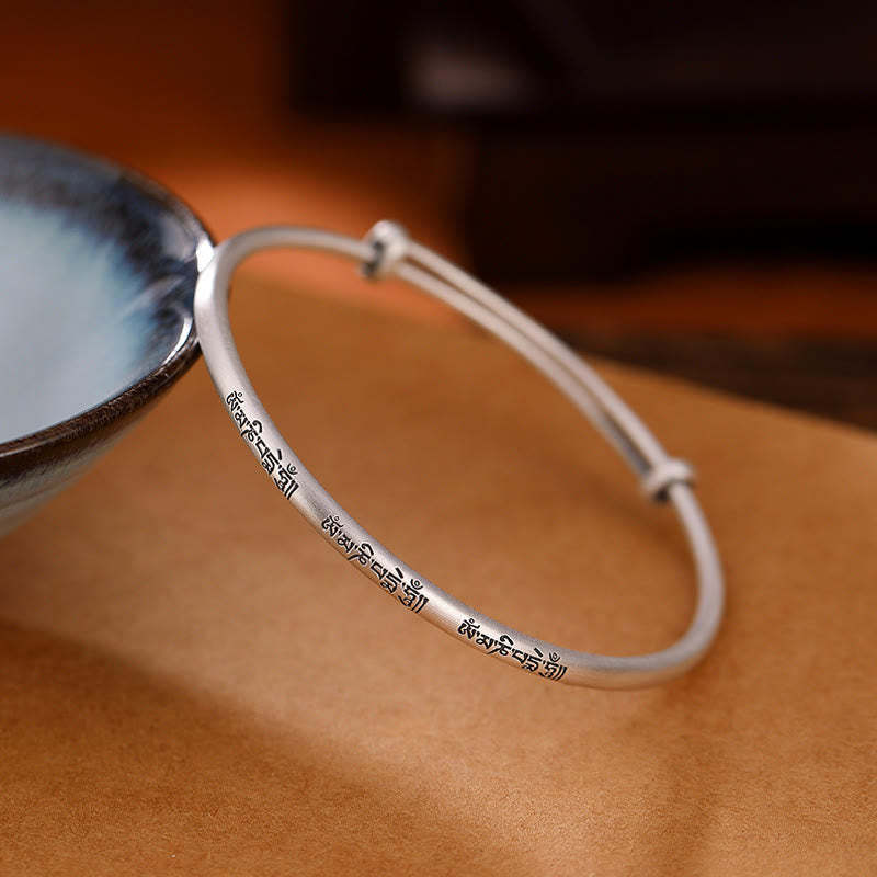 Tibetan 999 Sterling Silver Om Mani Padme Hum Love Bracelet Bangle