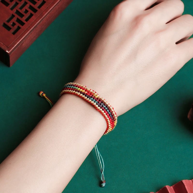 Tibet Handmade Rainbow Multicolored Protection Braided String Bracelet