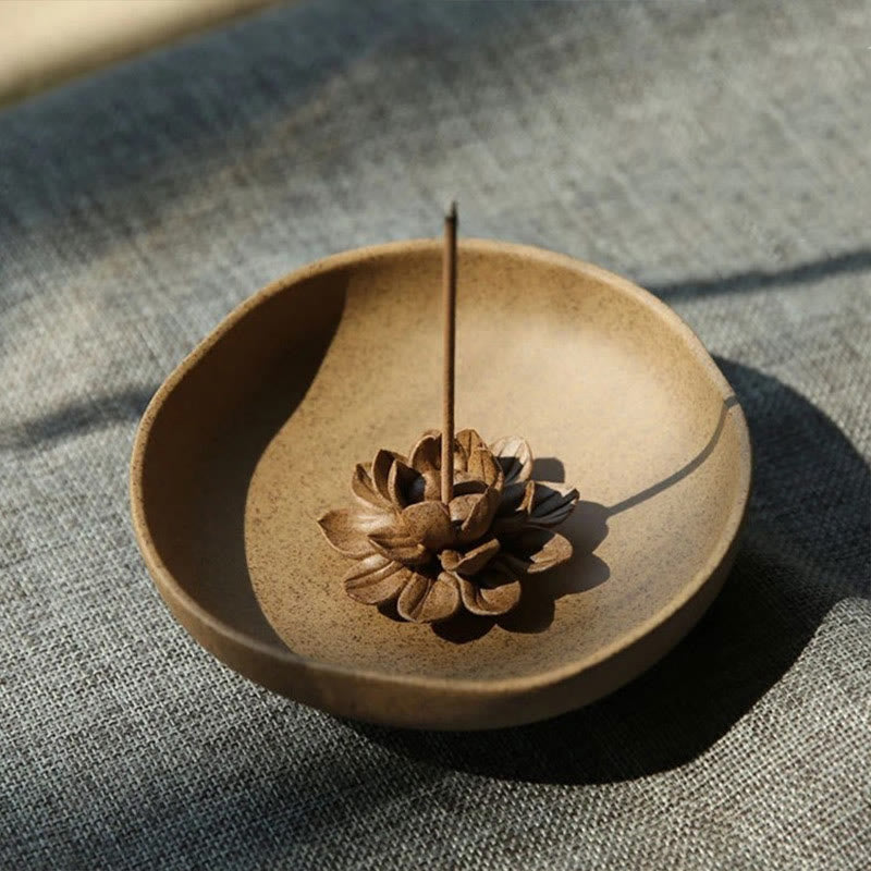 Lotus Pedestal Healing Ceramic Incense Burner Decoration