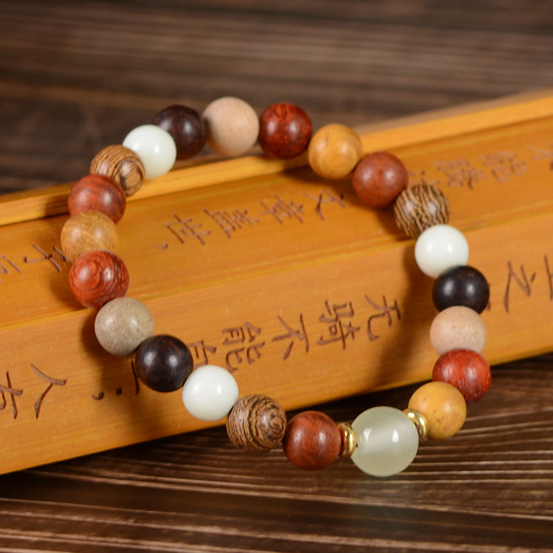Multicolored Green Sandalwood Ebony Wood Red Sandalwood Peace Bracelet