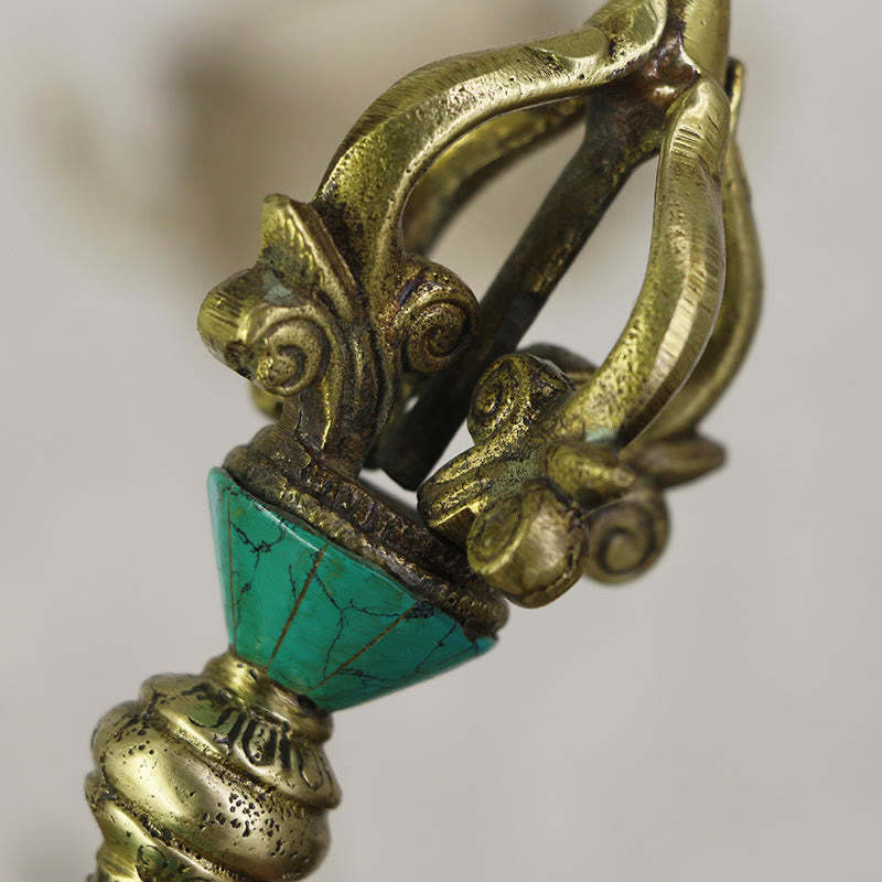 Tibetan Five Prong Vajra Dorje Handcrafted Nepal Spiritual Power Copper Decoration