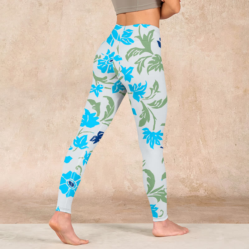 Blossom Leaves Print Gym Leggings Women's Yoga Pants