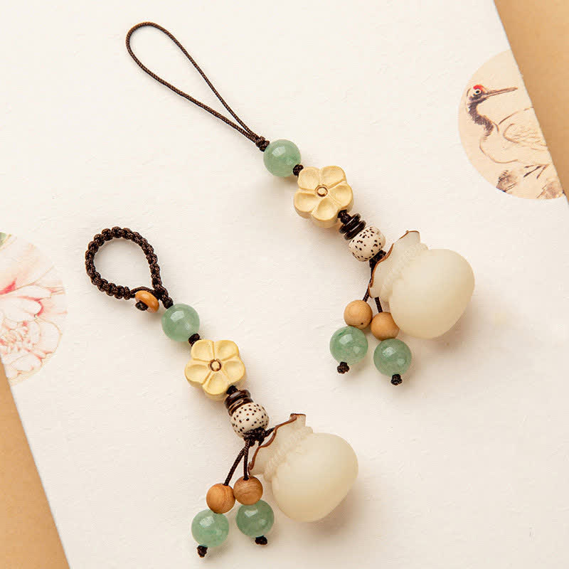 Natural Bodhi Seed Money Bag Flower Blessing Prosperity Keychain