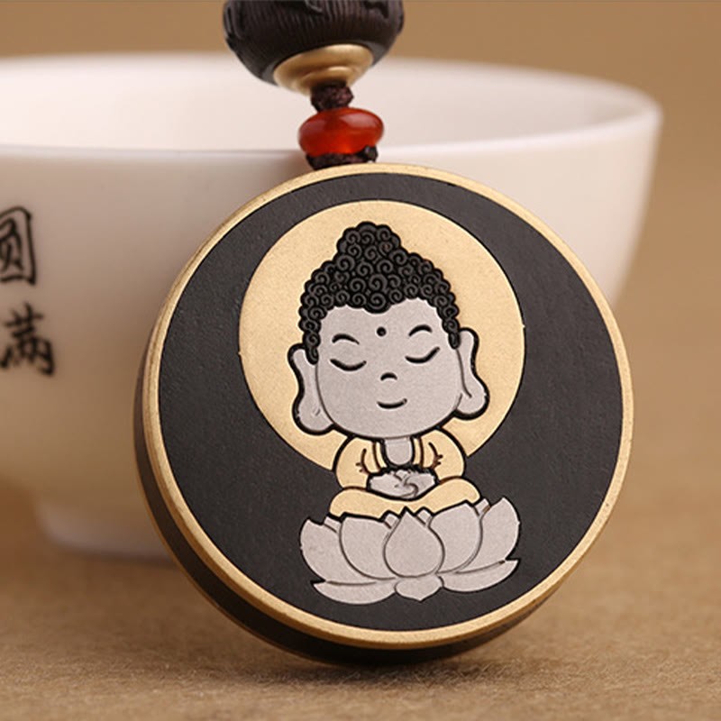 Ebony Wood Rosewood mystic zen Avalokitesvara Om Mani Padme Hum Balance Car Key Chain Decoration