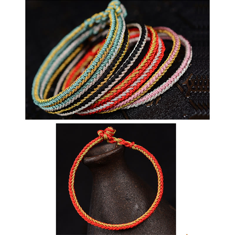 Two-Color Rope Handcrafted Eight Thread Peace Knot Bracelet