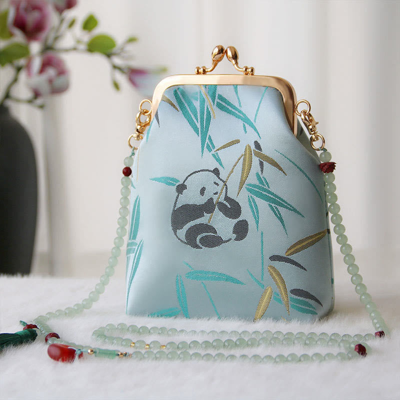 Retro Chinese Embroidery Pearl Chain Crossbody Bag Shoudler Bag