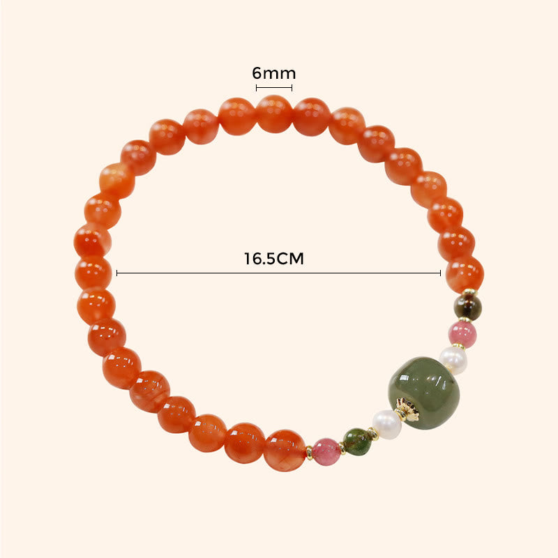 Natural Red Agate Hetian Jade Bead Confidence Calm Bracelet