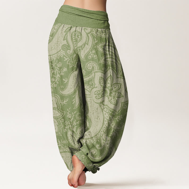 Flowers Paisley Patterns Women's Elastic Waist Harem Pants