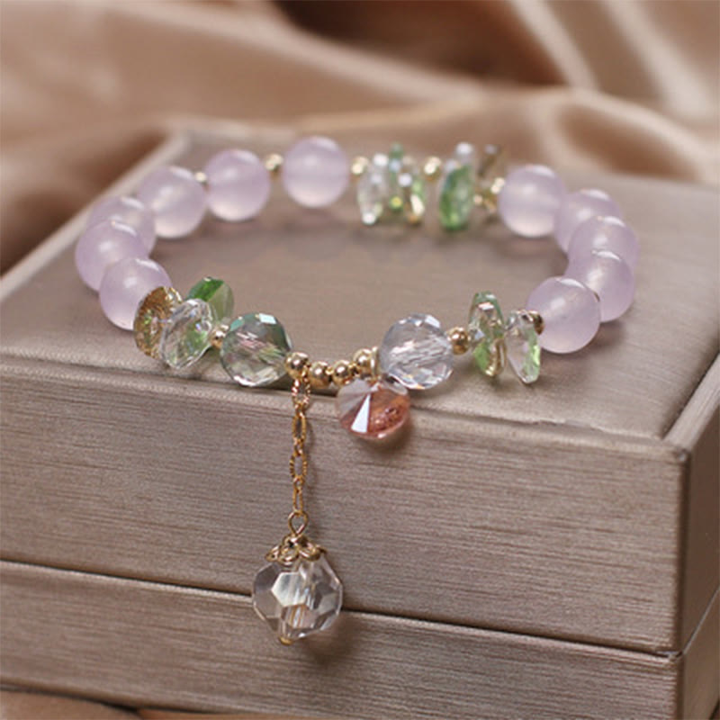 Cat's Eye Pink Crystal Peace Charm Bracelet
