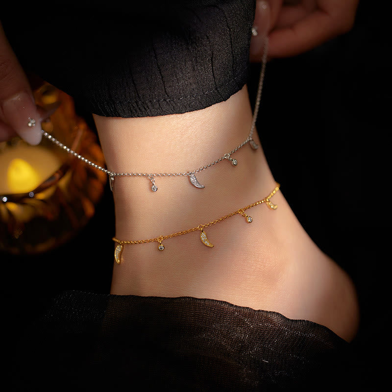 925 Sterling Silver Zircon Little Pepper Charm Protection Anklet