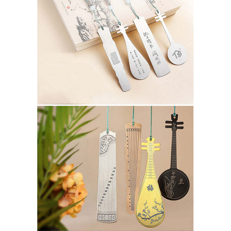 Classical Musical Instruments Pipa Guzheng Guqin Ruan Metal Bookmarks Tassel With Gift Box