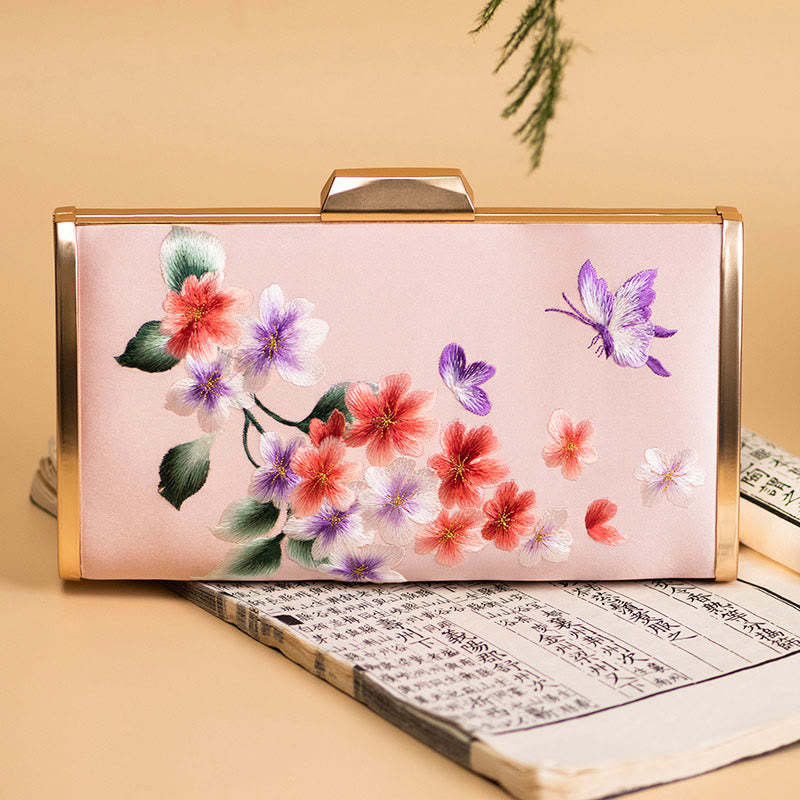 Carnation Peony Begonia Su Embroidery Wedding Shopping Purse Handbag Crossbody Bag