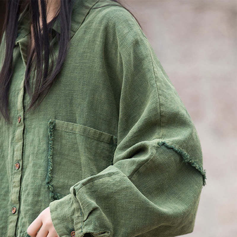 Irregular Splice Ramie Cotton Clothing