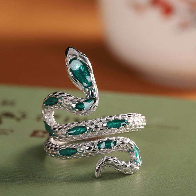 925 Sterling Silver Year Of The Snake Adjustable Blessing Ring
