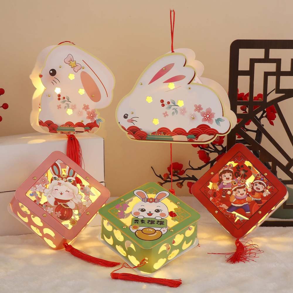 DIY Good Luck Cute Rabbit Paper Lantern Lamp Mid-Autumn Festival Lantern Decoration