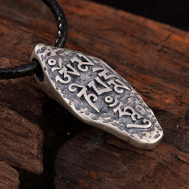 Tibetan 925 Sterling Silver Om Mani Padme Hum Dorje Vajra Engraved Strength Necklace Pendant